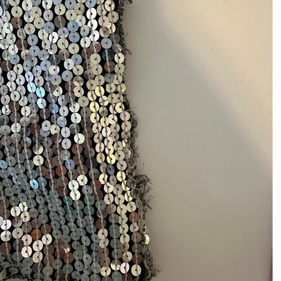 Vintage Unbranded Womens 100% Silk Silver Sequin Beaded Floral Blouse Maximalist - Picture 9 of 9